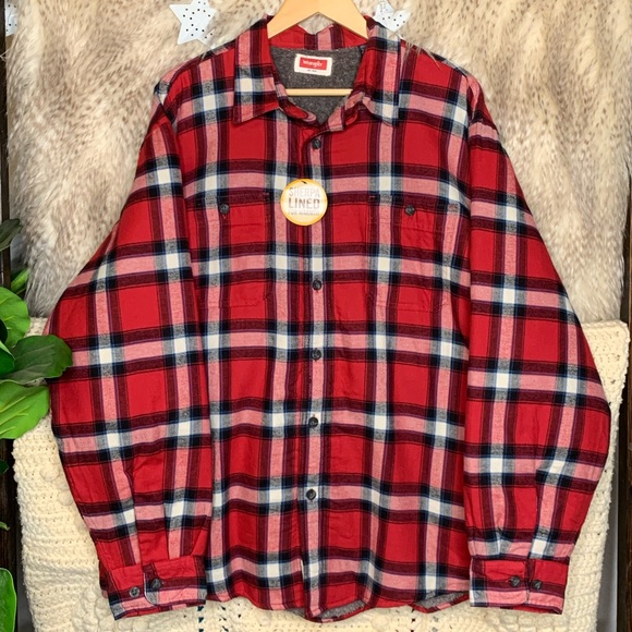 wrangler sherpa lined flannel jacket